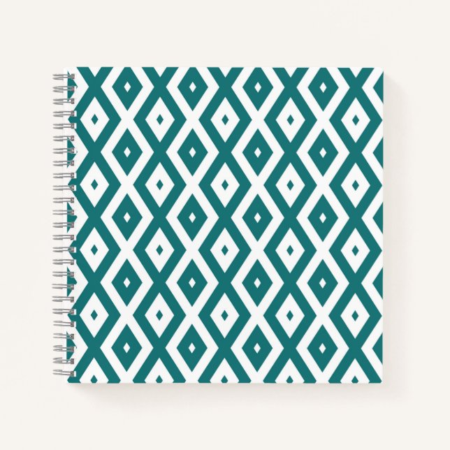 Carnet motif diamant turquoise et blanc (Devant)