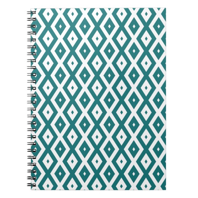 Carnet motif diamant turquoise et blanc (Devant)