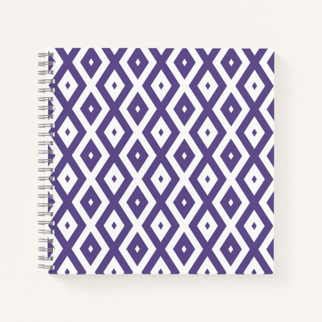 Carnet Motif diamant ultra violet et blanc (Devant)