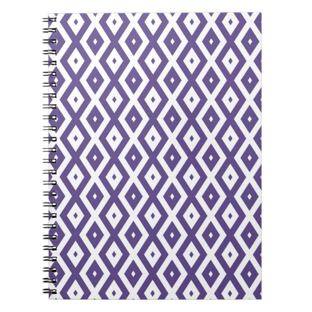 Carnet Motif diamant ultra violet et blanc (Devant)
