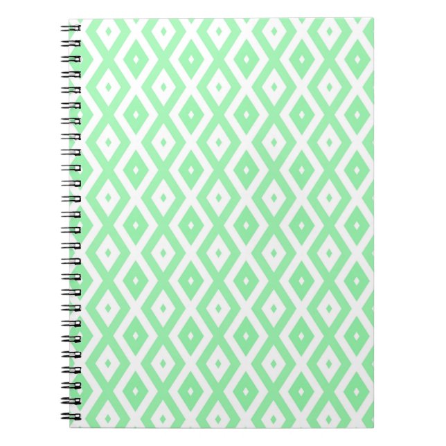 Carnet Motif diamant vert et blanc (Devant)