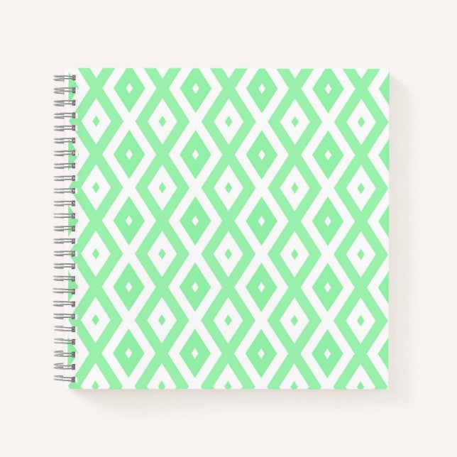 Carnet Motif diamant vert et blanc (Devant)