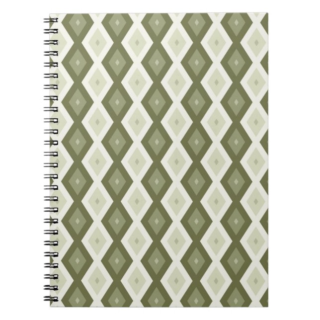Carnet Motif diamant vert olive (Devant)