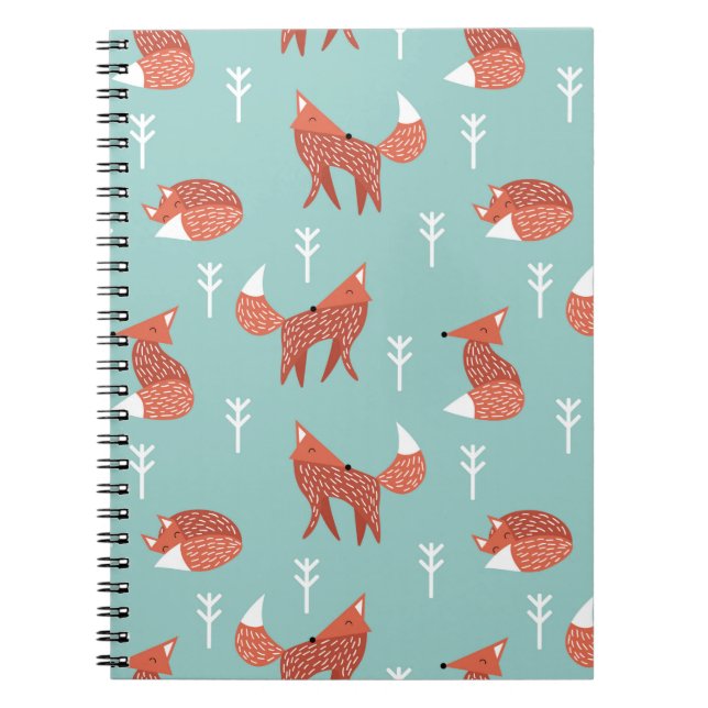 Carnet Motif d'illustration sans couture avec renard oran (Devant)
