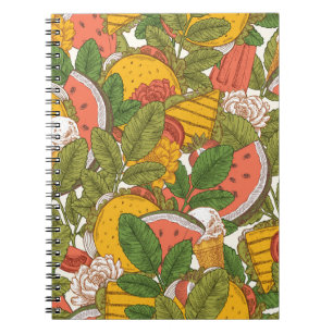 Carnet Motif d'illustration Vintage de nourriture d'été