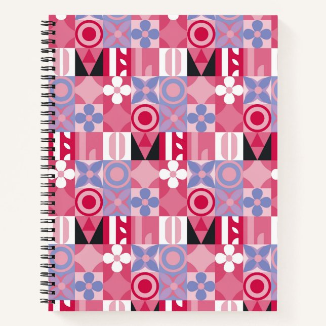 Carnet motif d'impression géométrique rétro (Devant)