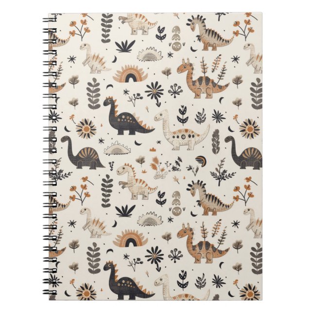 Carnet Motif dinosaure de la jungle Boho (Devant)