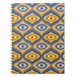 Carnet Motif d'œil psychédélique bleu indigo jaune
