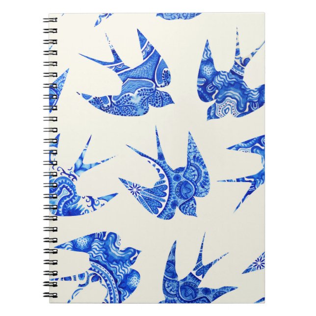 Carnet Motif d'oiseaux d'hirondelle bleu (Devant)