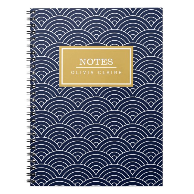 Carnet Motif d'onde circulaire de la Marine Nom d'or Modè (Devant)