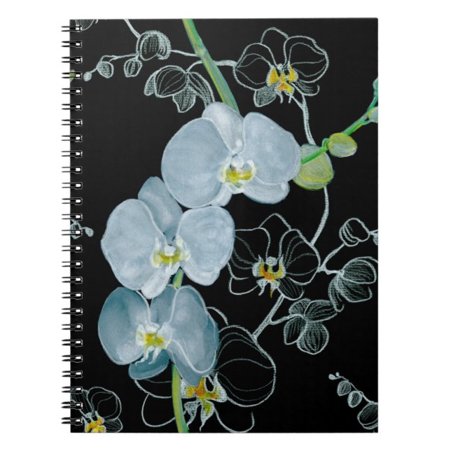 Carnet Motif d'orchidées blanches d'aquarelle (Devant)