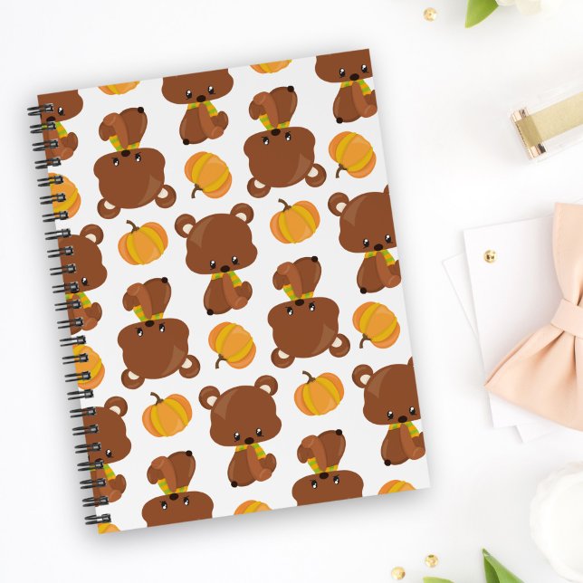 Carnet Motif D'Ours, Ours Mignons, Automne, Citrouille (Créateur téléchargé)