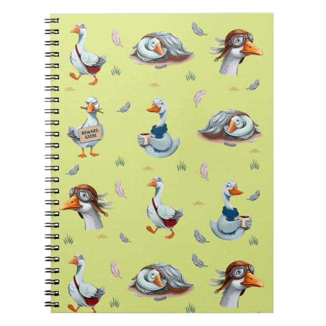 Carnet Motif drôle d'oies – Impression fantaisiste d'oie (Devant)