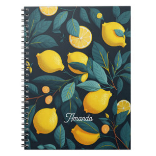 Carnet Motif du jardin de citron. Agrumes tropicaux jaune