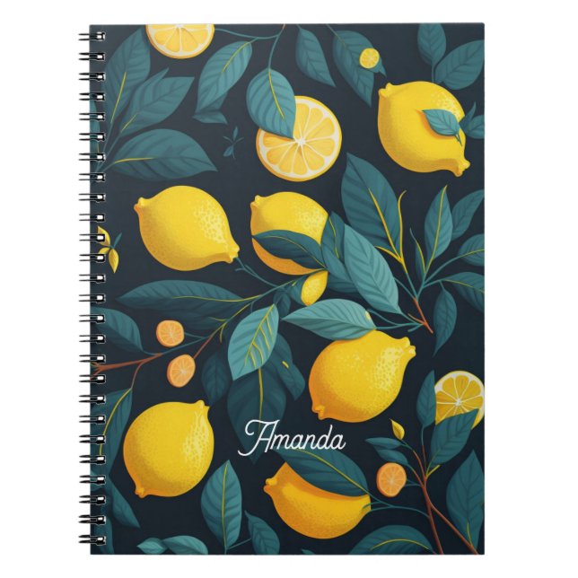 Carnet Motif du jardin de citron. Agrumes tropicaux jaune (Devant)