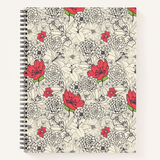 Carnet Motif du jardin de fleurs de pavot (Devant)