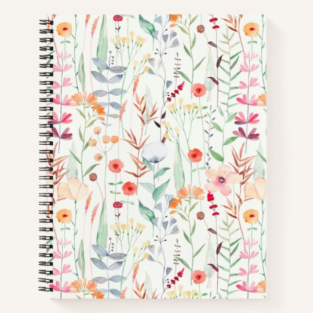 Carnet Motif du jardin de fleurs Pastel (Devant)