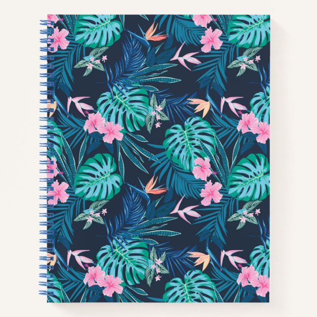 Carnet Motif du Jardin des Fleurs Tropicales Bleues (Devant)