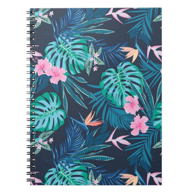 Carnet Motif du Jardin des Fleurs Tropicales Bleues (Devant)