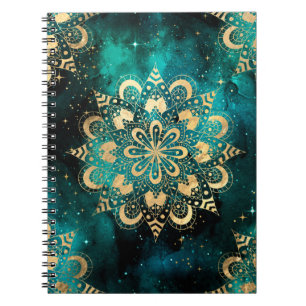 Carnet Motif du Mandala Dharma de la Galaxie Or et Vert