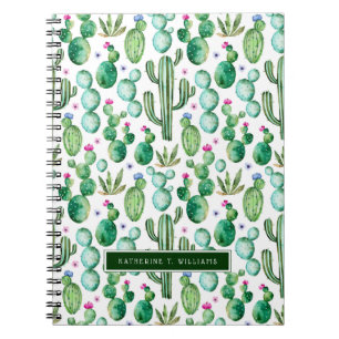 Carnet Motif d'usines de cactus d'aquarelle