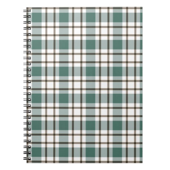 Carnet motif écossais vert à damiers clair (Devant)