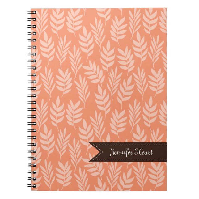 Carnet Motif élégant chic et nom de feuille d'orange de (Devant)