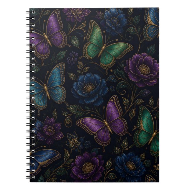 Carnet Motif élégant de papillon sombre (Devant)