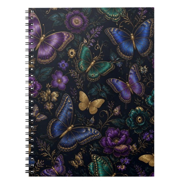 Carnet Motif élégant de papillon sombre (Devant)