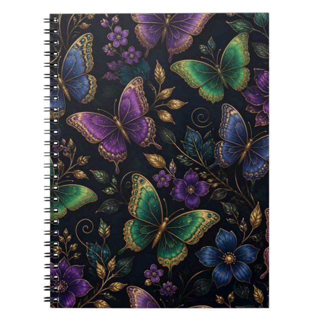 Carnet Motif élégant de papillon sombre (Devant)