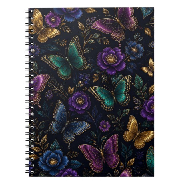Carnet Motif élégant de papillon sombre (Devant)