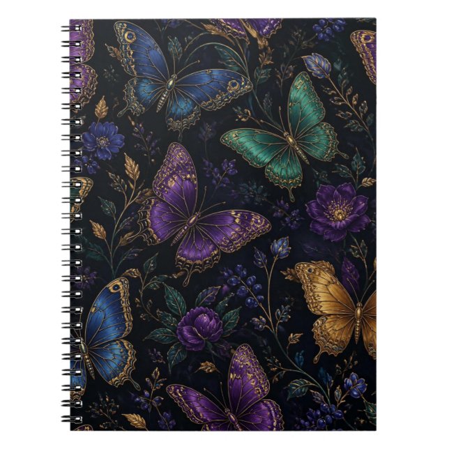 Carnet Motif élégant de papillon sombre (Devant)