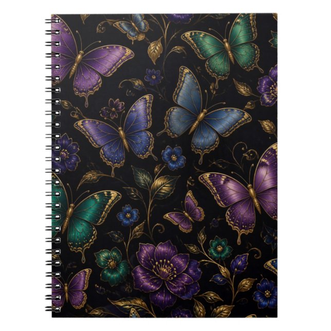 Carnet Motif élégant de papillon sombre (Devant)