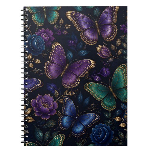 Carnet Motif élégant de papillon sombre (Devant)