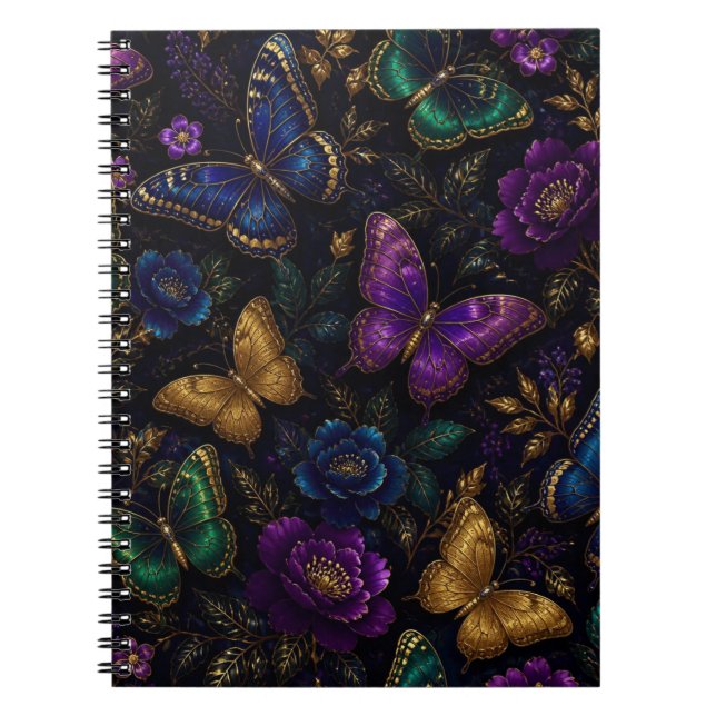 Carnet Motif élégant de papillon sombre (Devant)