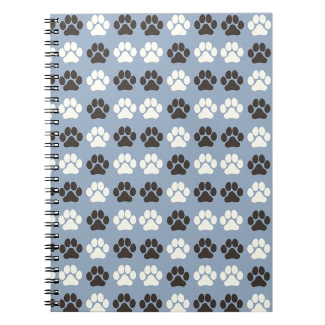Carnet Motif Empreinte de Patte Argent Bleu (Devant)