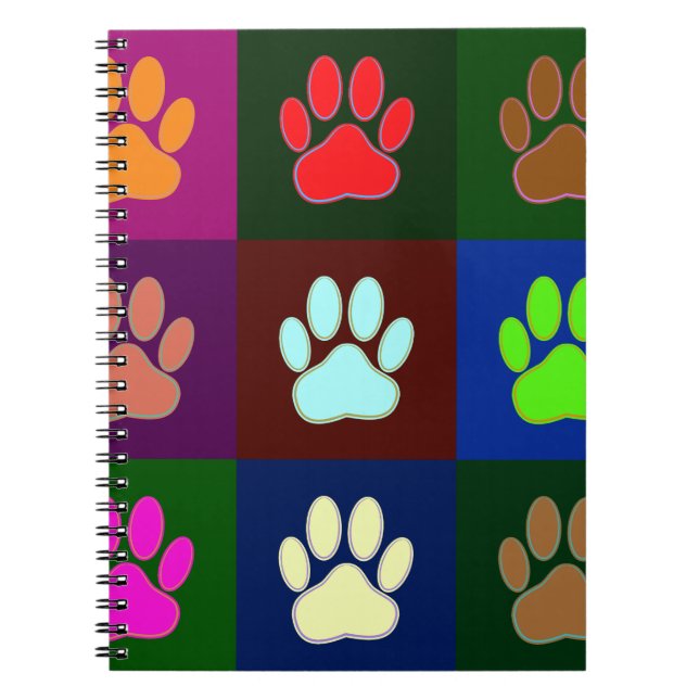 Carnet Motif Empreinte de patte de chien multicolore (Devant)