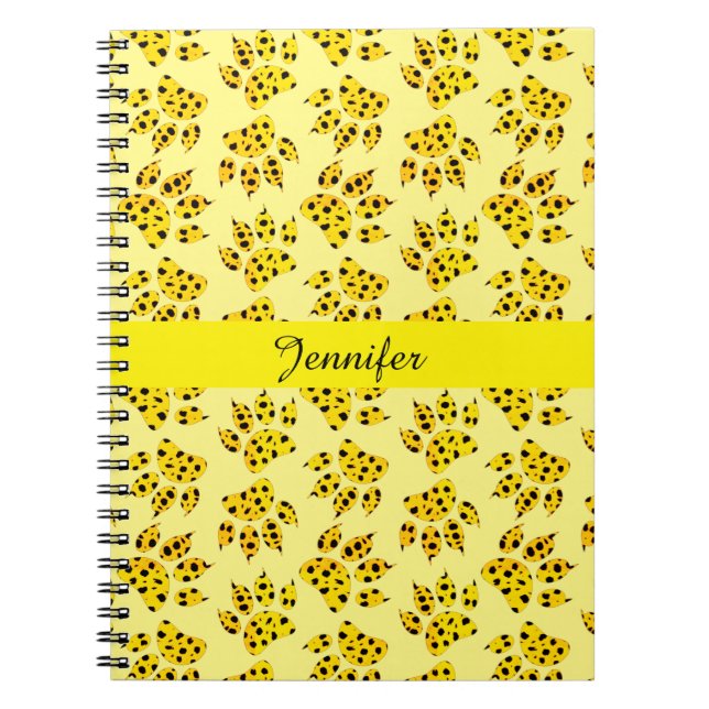Carnet Motif Empreinte de patte Leopard Ajouter un nom (Devant)