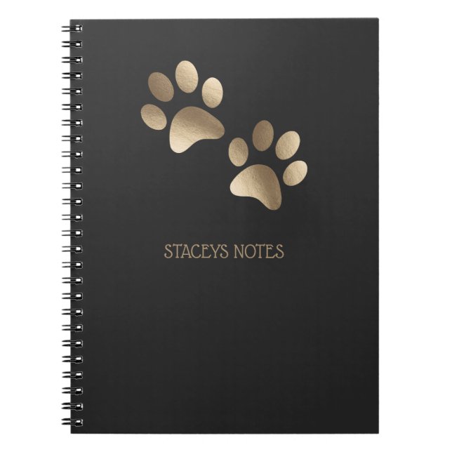 Carnet Motif Empreinte de patte Or Et Charbon (Devant)