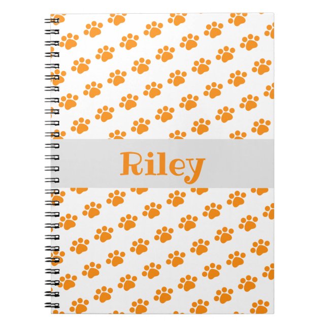 Carnet Motif Empreinte de patte orange personnalisé (Devant)