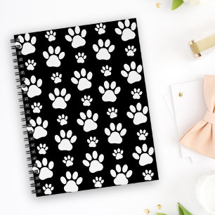 Carnet Motif, Empreintes de pattes, pattes de chien, noir