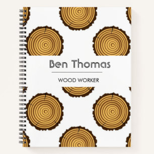 Carnet Motif en bois rond blanc