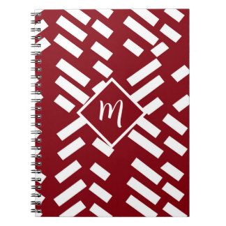 Carnet Motif en diagonale minimaliste rouge, Monogramme