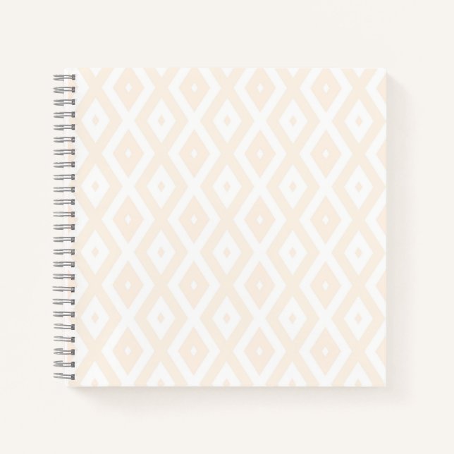 Carnet Motif en diamant beige et blanc (Devant)