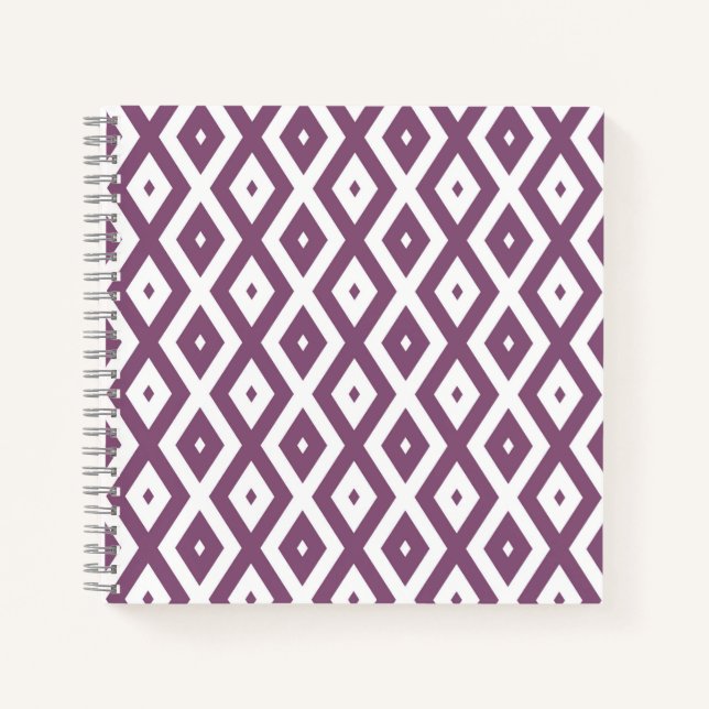 Carnet Motif en diamant blanc et mauve (Devant)