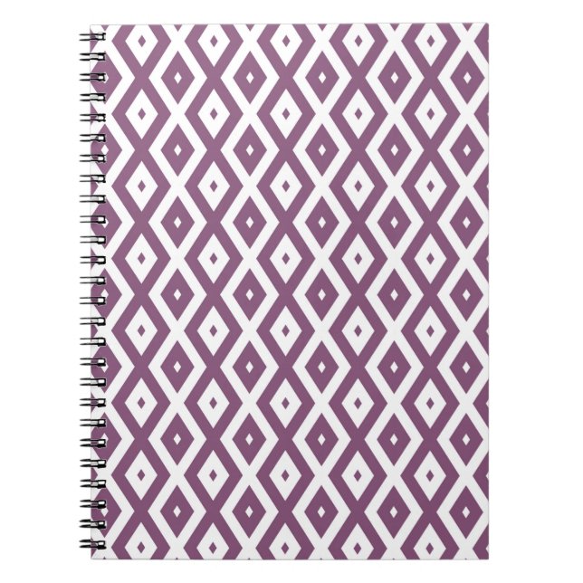 Carnet Motif en diamant blanc et mauve (Devant)