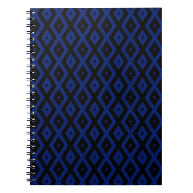 Carnet Motif en diamant bleu et noir (Devant)