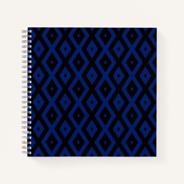 Carnet Motif en diamant bleu et noir (Devant)