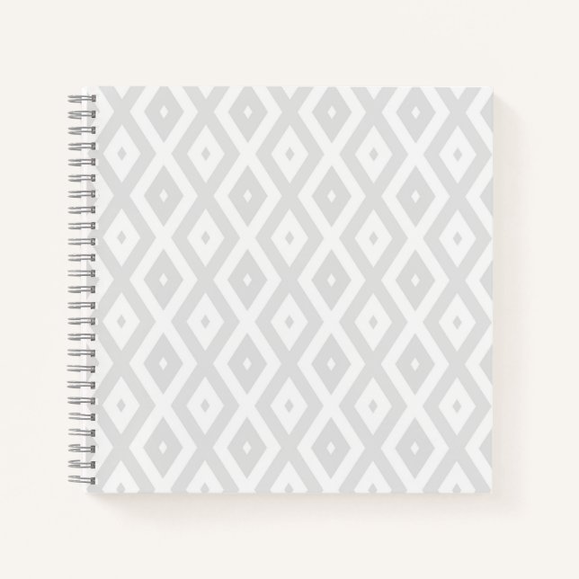 Carnet Motif en diamant gris clair et blanc (Devant)