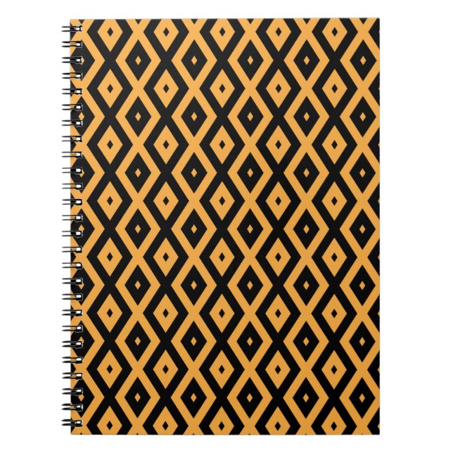 Carnet Motif en diamant jaune et noir (Devant)